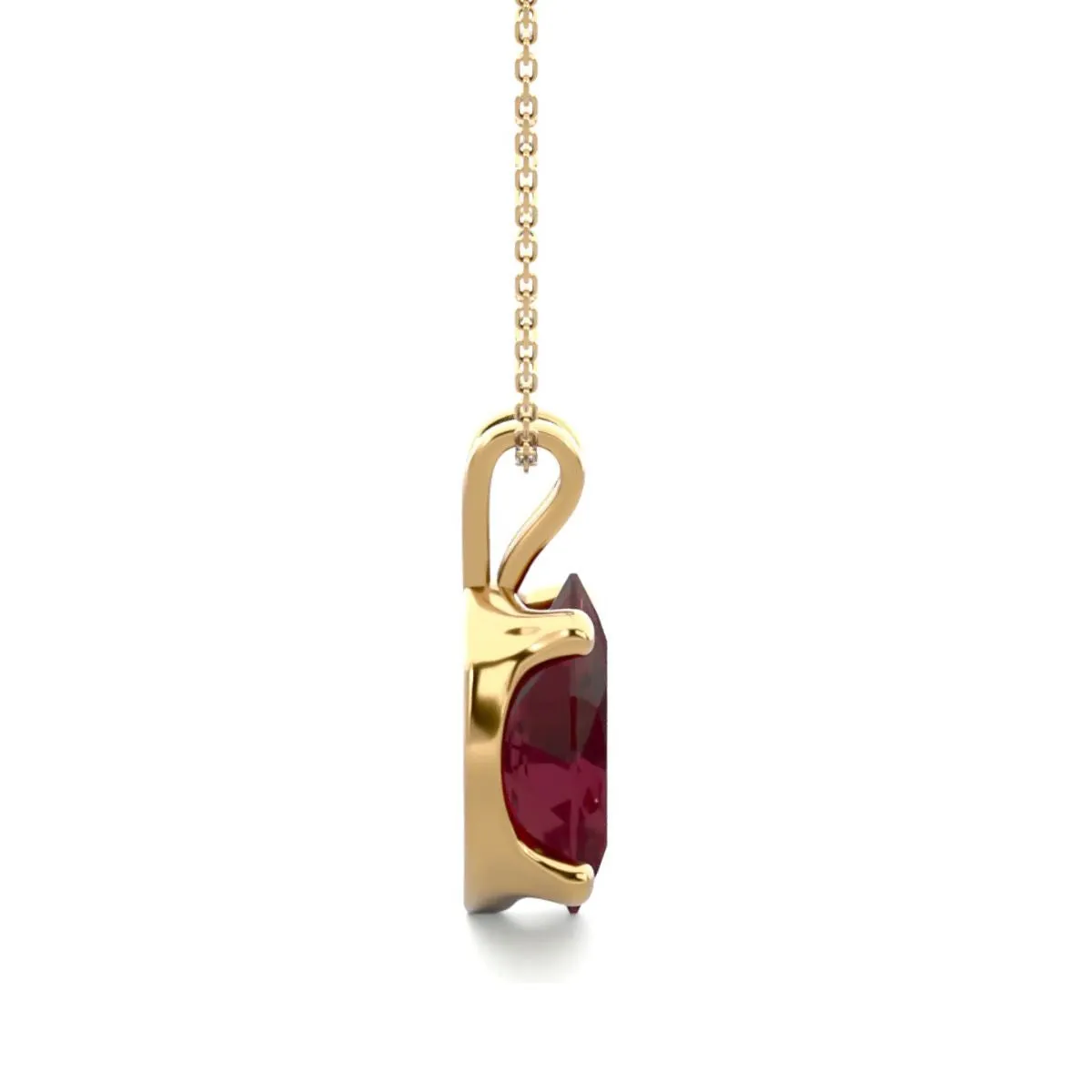 1 Carat Oval Shape Garnet Necklace In 14K Yellow Gold Over Sterling Silver, 18 Inches