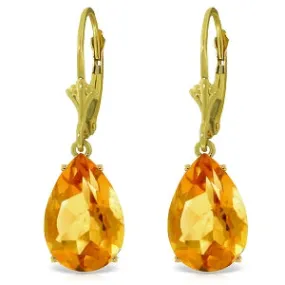 10 Carat 14K Solid Yellow Gold Leverback Natural Citrine Earrings
