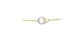 10K Yellow Gold Diamond Double Circle Bracelet 7-7.5"
