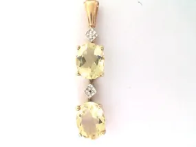10KY Oval Double Peridot Drop Pendant