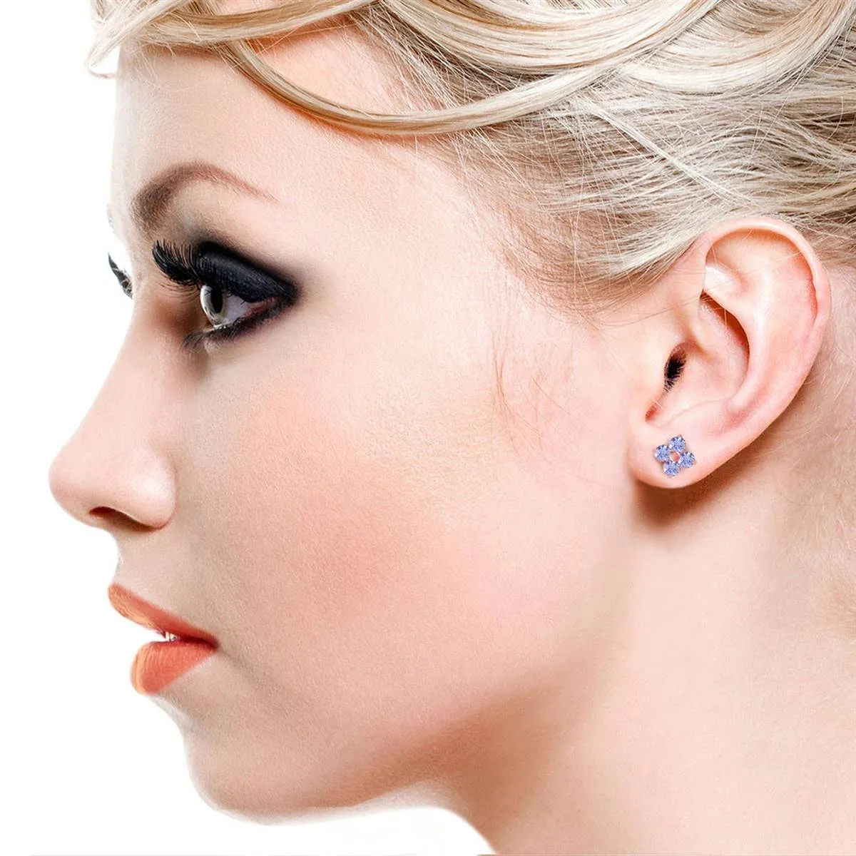 1.15 Carat 14K Solid Rose Gold Stud Earrings Natural Tanzanite