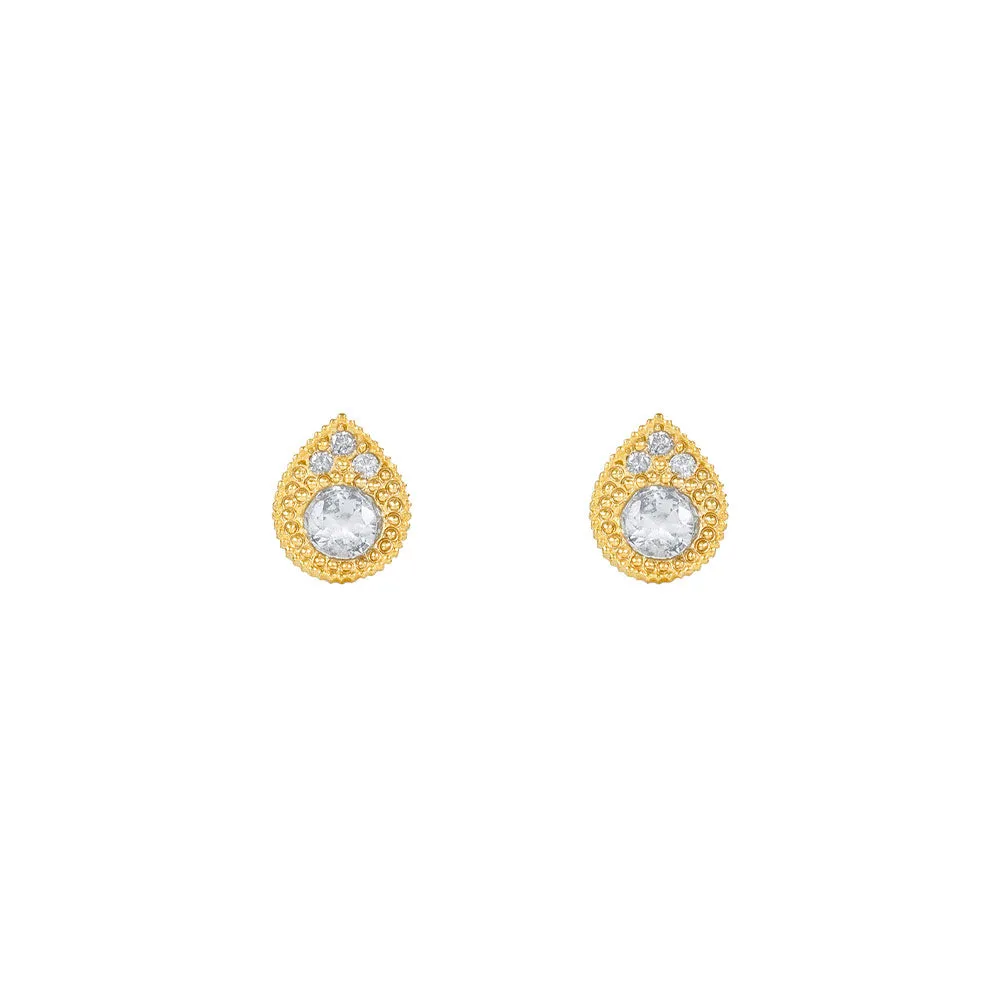 14 Karat Yellow Gold MINN Stud earring with White Sapphires