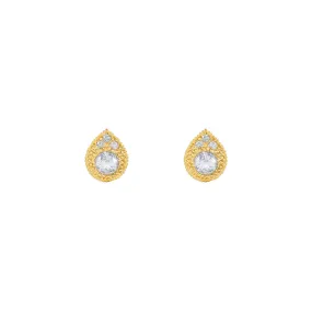 14 Karat Yellow Gold MINN Stud earring with White Sapphires
