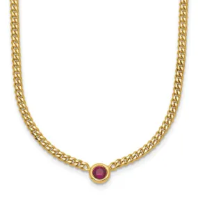 14K Curb Chain Necklace with Ruby