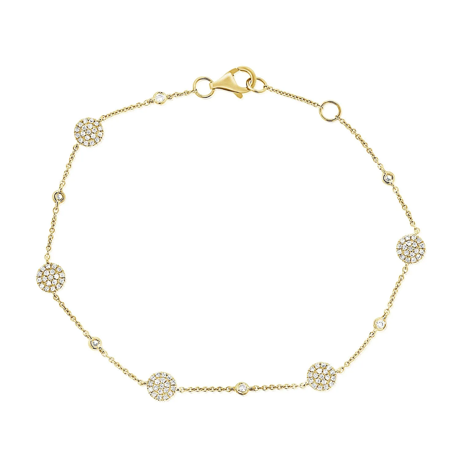 14k Gold & Diamond Disc Station Bracelet - 0.35ct