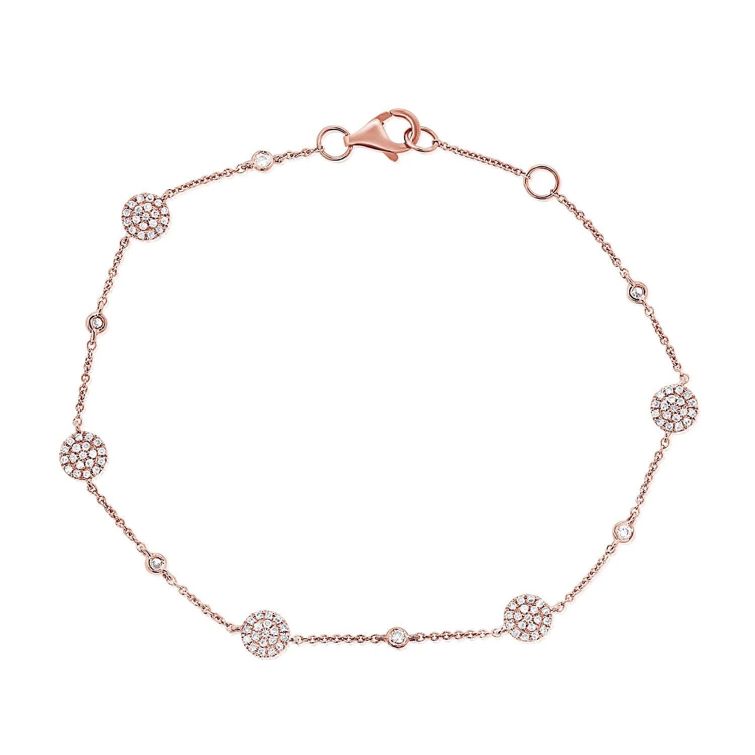 14k Gold & Diamond Disc Station Bracelet - 0.35ct