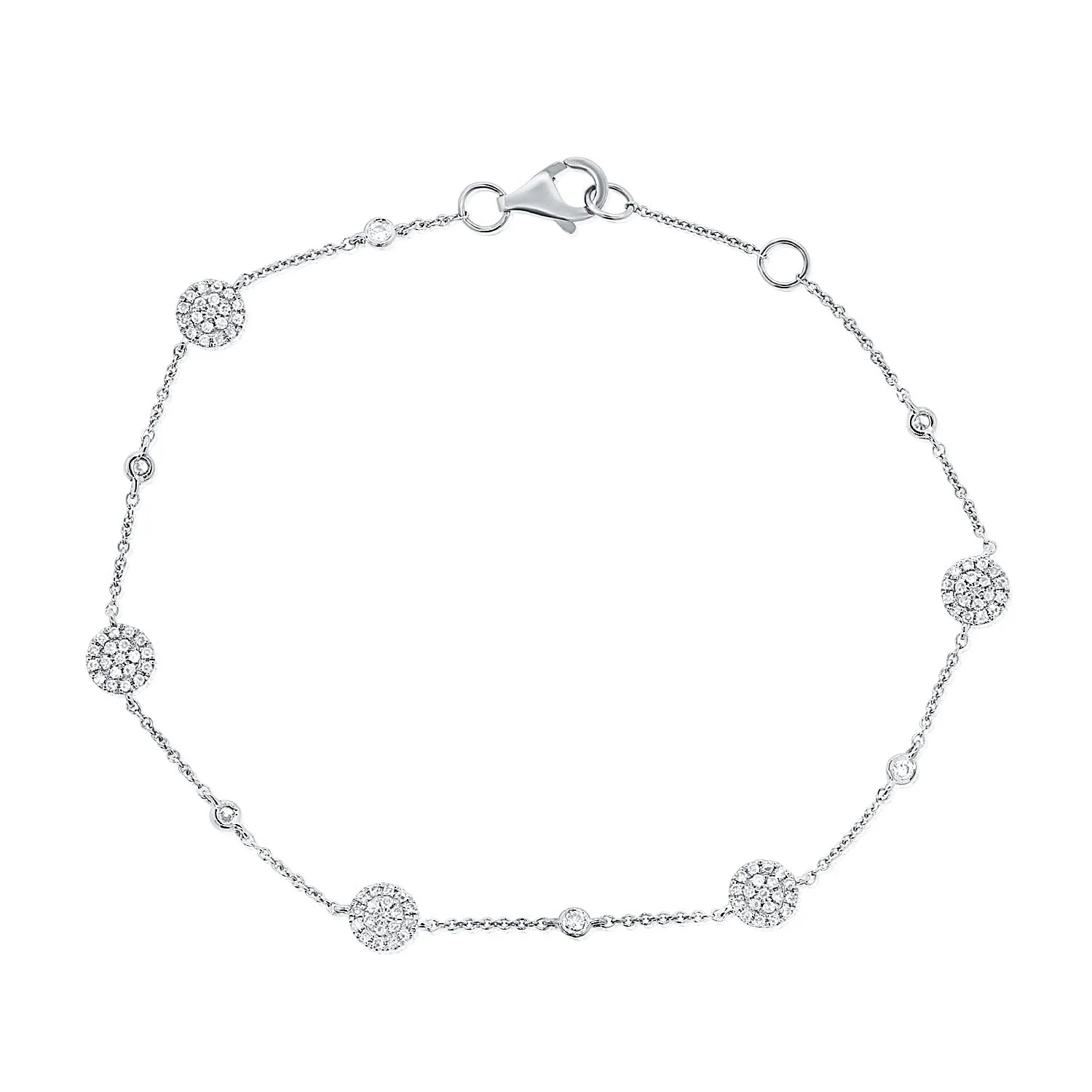 14k Gold & Diamond Disc Station Bracelet - 0.35ct