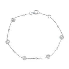 14k Gold & Diamond Disc Station Bracelet - 0.35ct