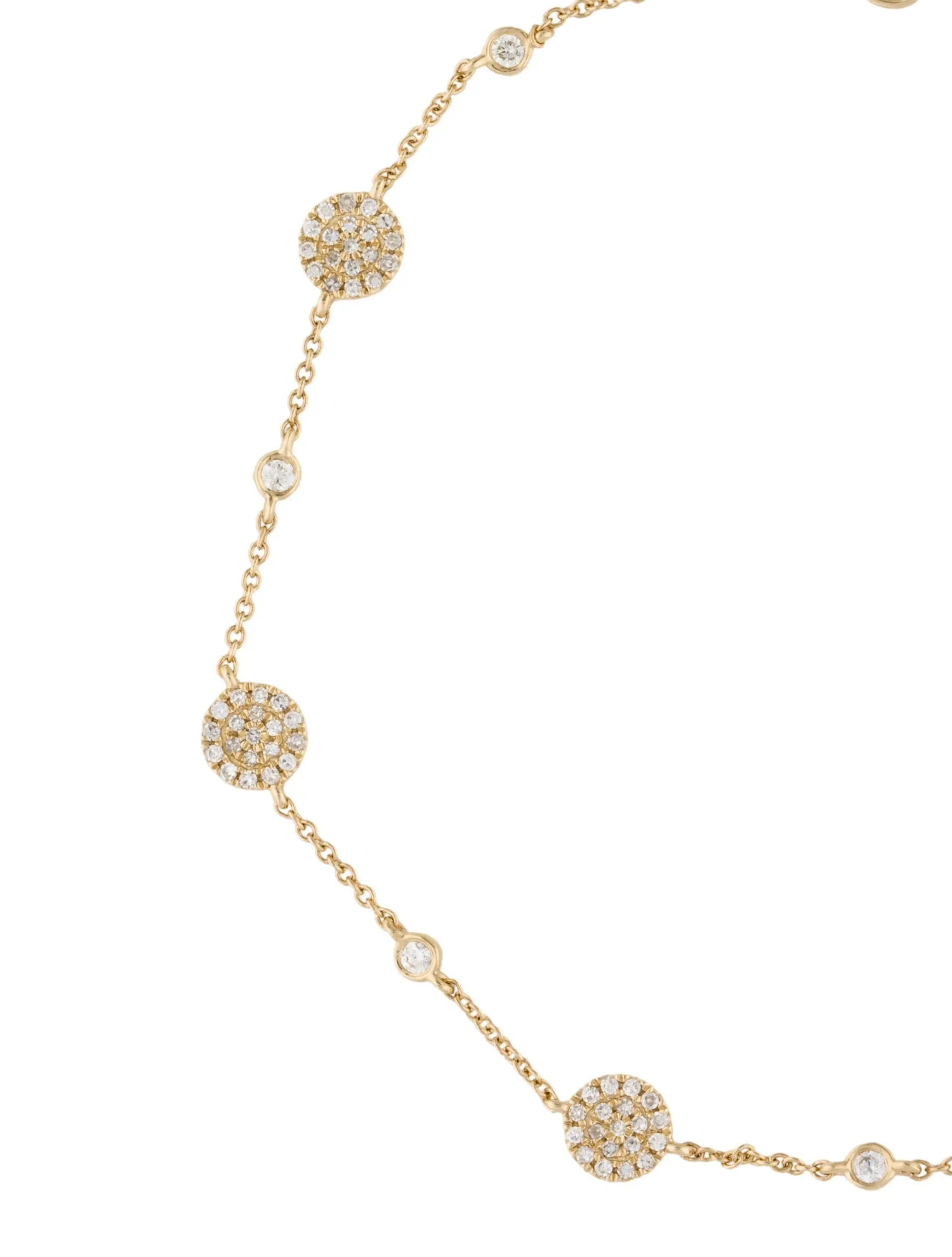 14k Gold & Diamond Disc Station Bracelet - 0.35ct