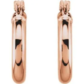 14K Rose Tube 13 mm Hoop Earrings