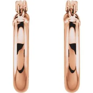 14K Rose Tube 13 mm Hoop Earrings