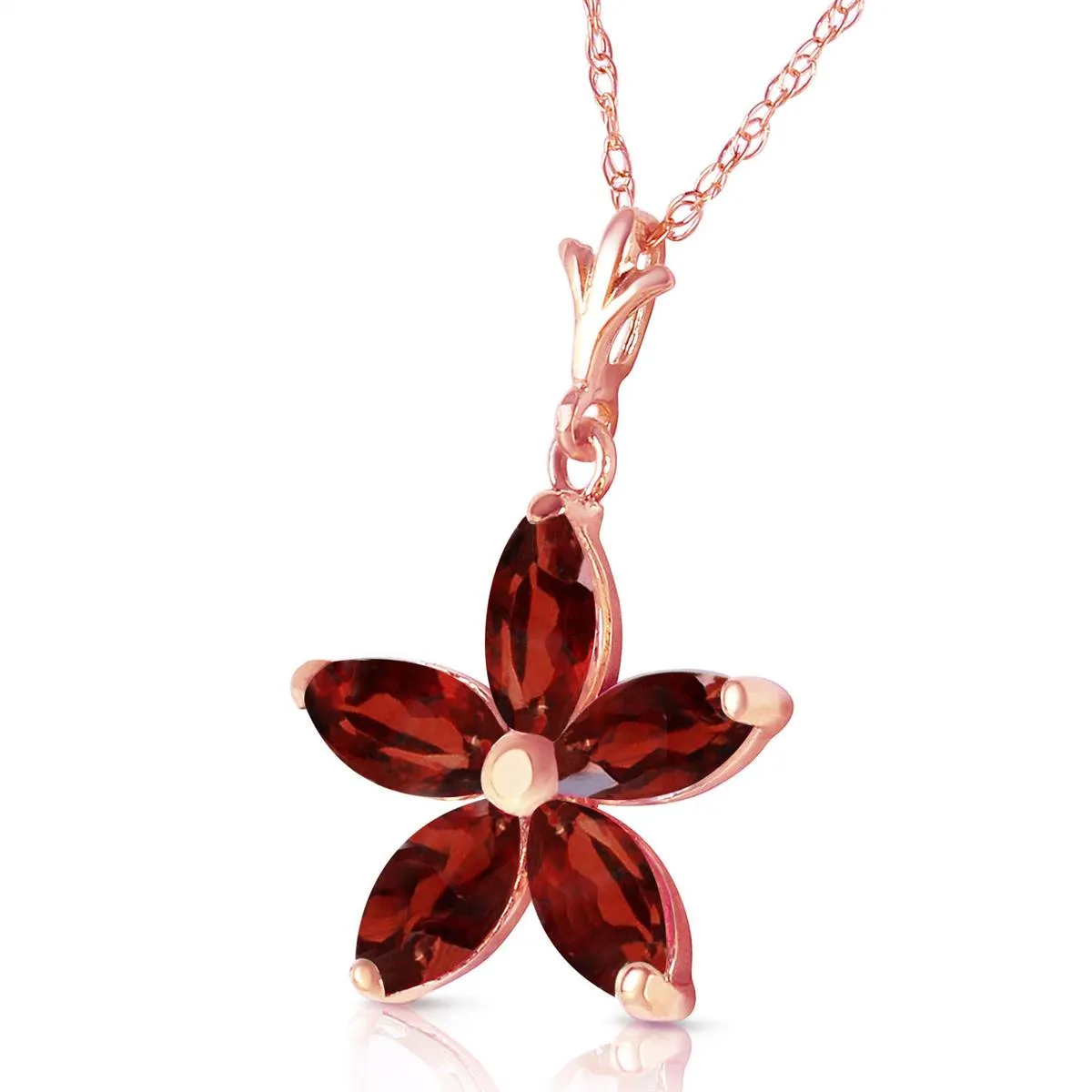 14K Solid Rose Gold Garnet Necklace Certified Series