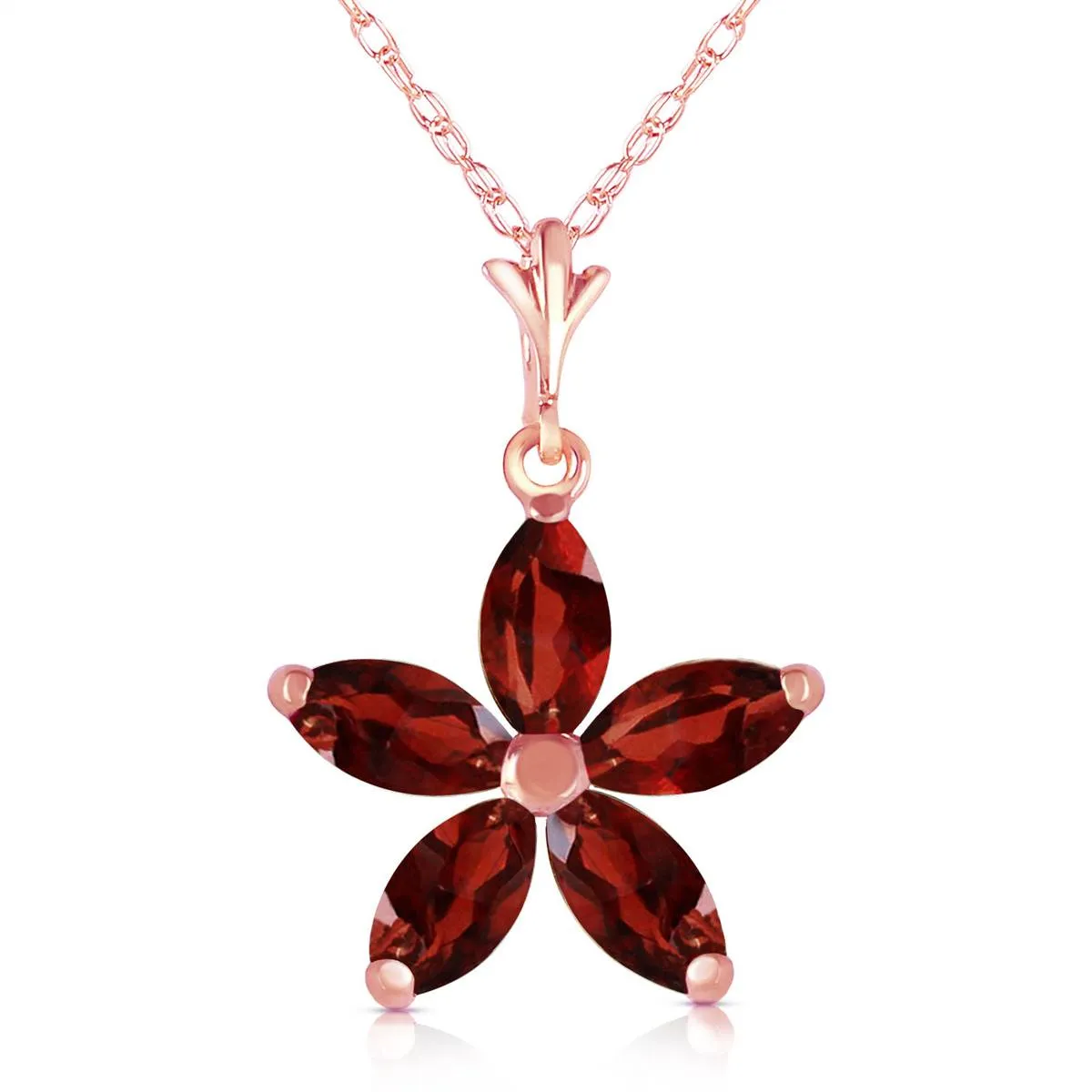 14K Solid Rose Gold Garnet Necklace Certified Series