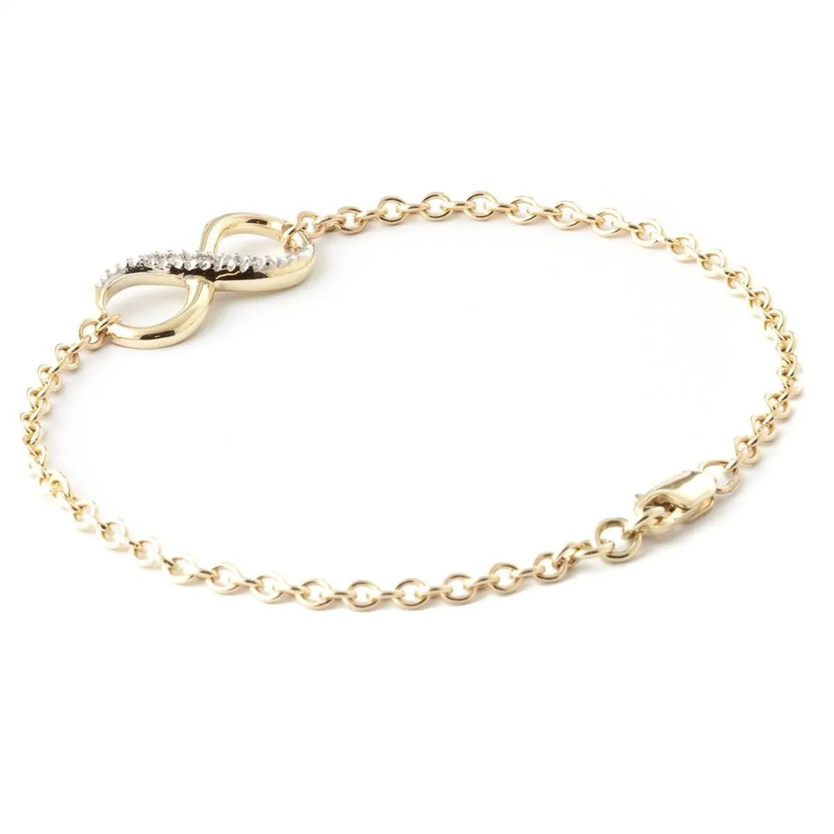 14K Solid Yellow Gold Infiniti Bracelet w/ Natural Diamonds