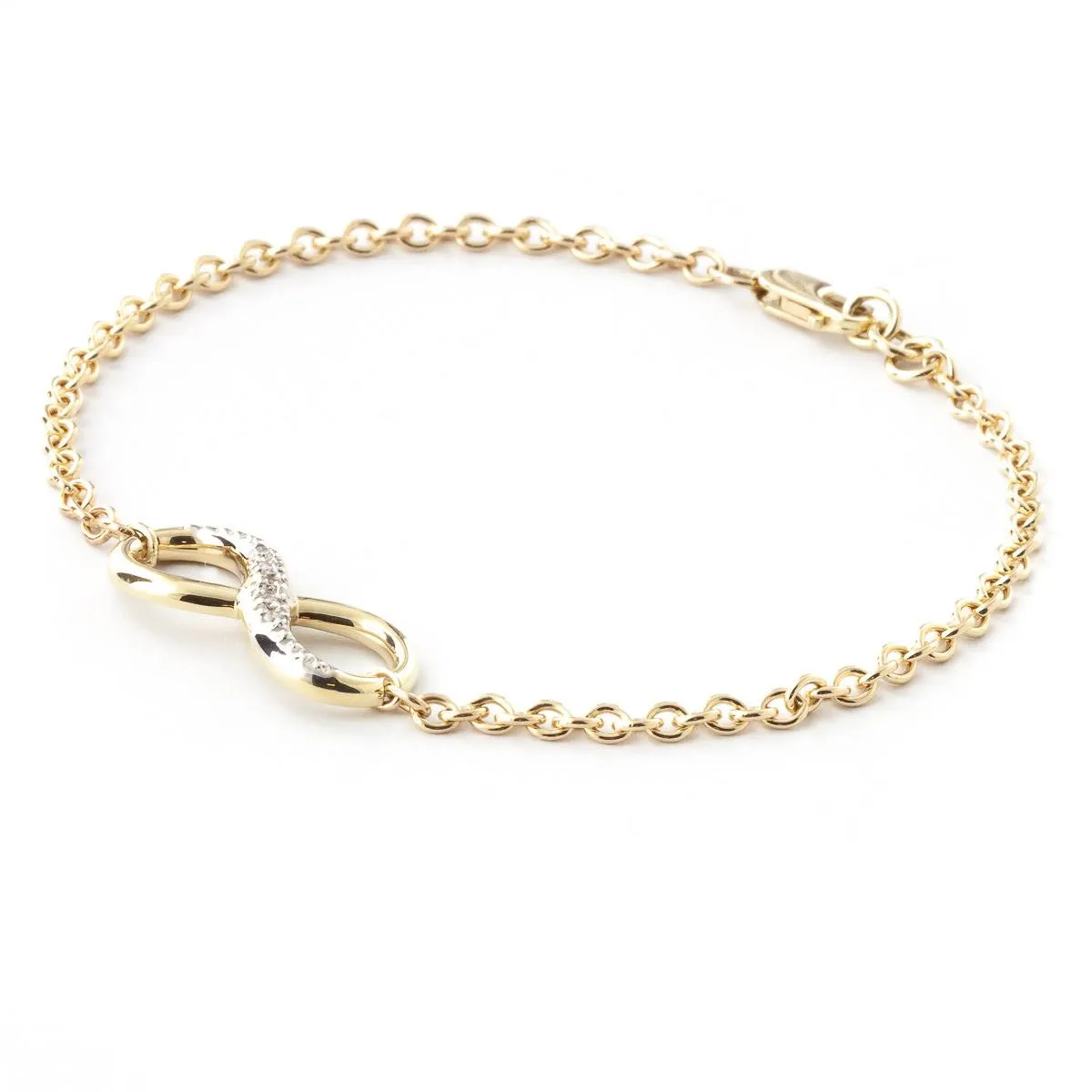 14K Solid Yellow Gold Infiniti Bracelet w/ Natural Diamonds