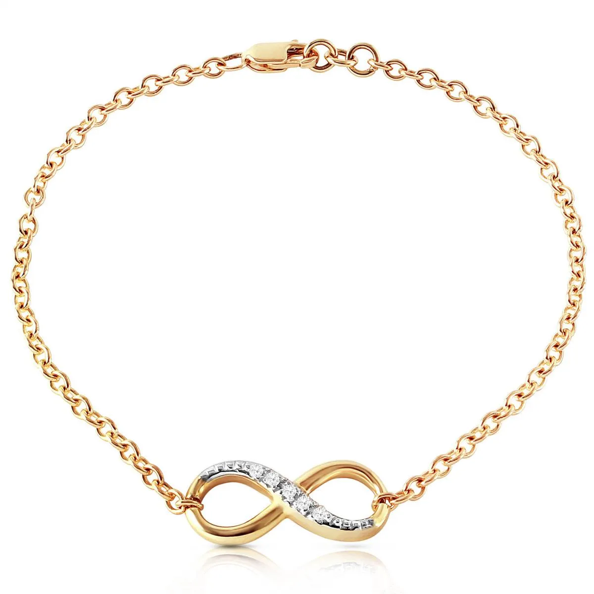 14K Solid Yellow Gold Infiniti Bracelet w/ Natural Diamonds