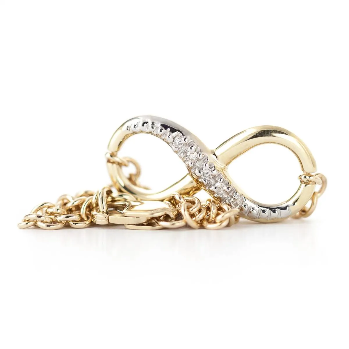 14K Solid Yellow Gold Infiniti Bracelet w/ Natural Diamonds