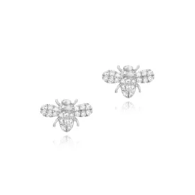 14K WHITE GOLD AND DIAMOND BEE EARRINGS .12CT