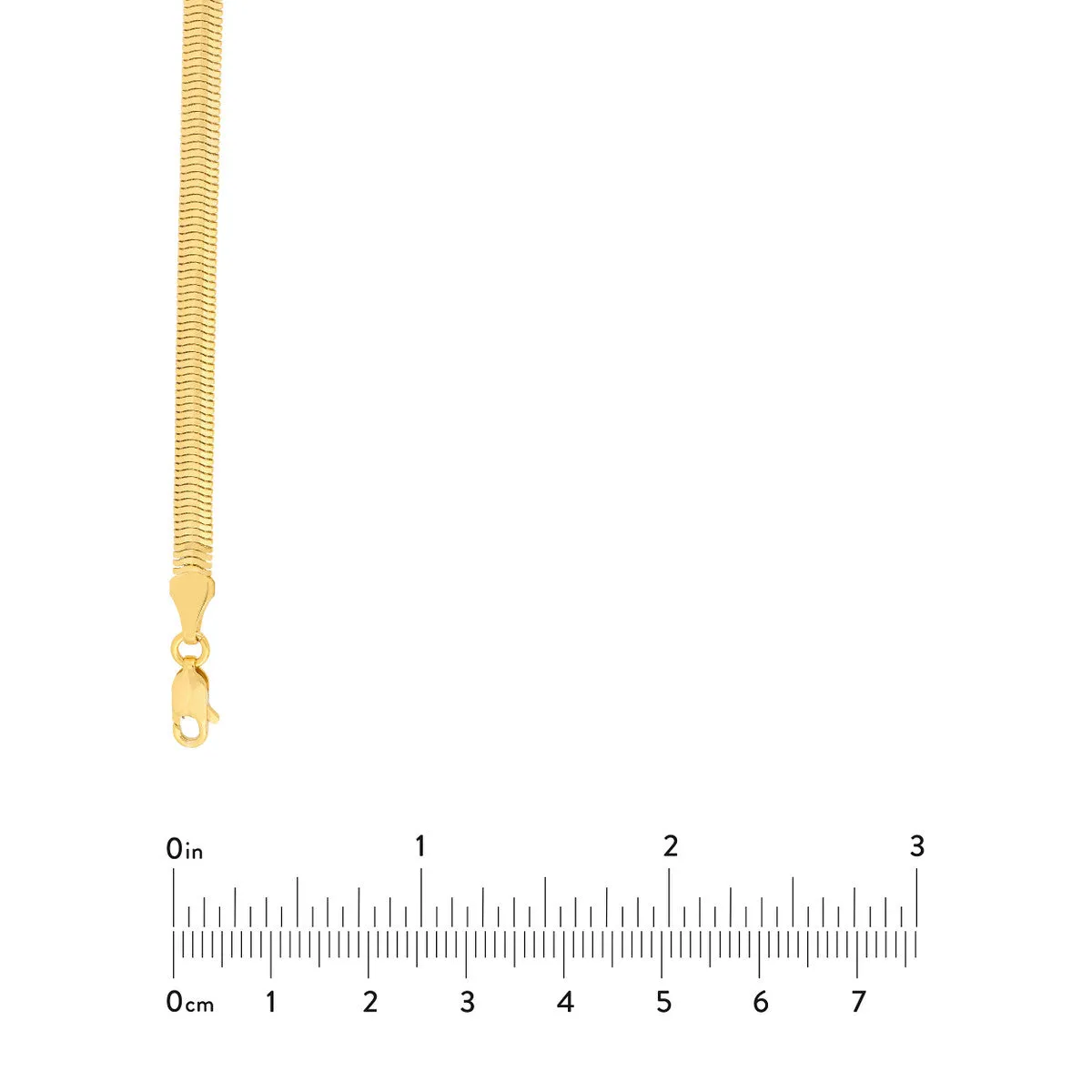 14K Yellow Gold 4mm Light Oval Snake Chain Herringbone Bracelet with Lobster Lock, 7.5 Inches