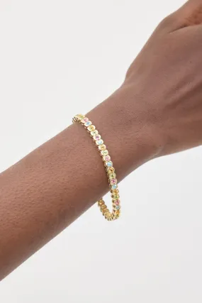 14K Yellow Gold & Multicolour Gem Tennis Bracelet