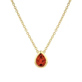 14K Yellow Gold Checkerboard Cut Garnet Pendant Necklace