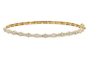 14K Yellow Gold Diamond Baguette Bangle Bracelet, 0.60Carat TW
