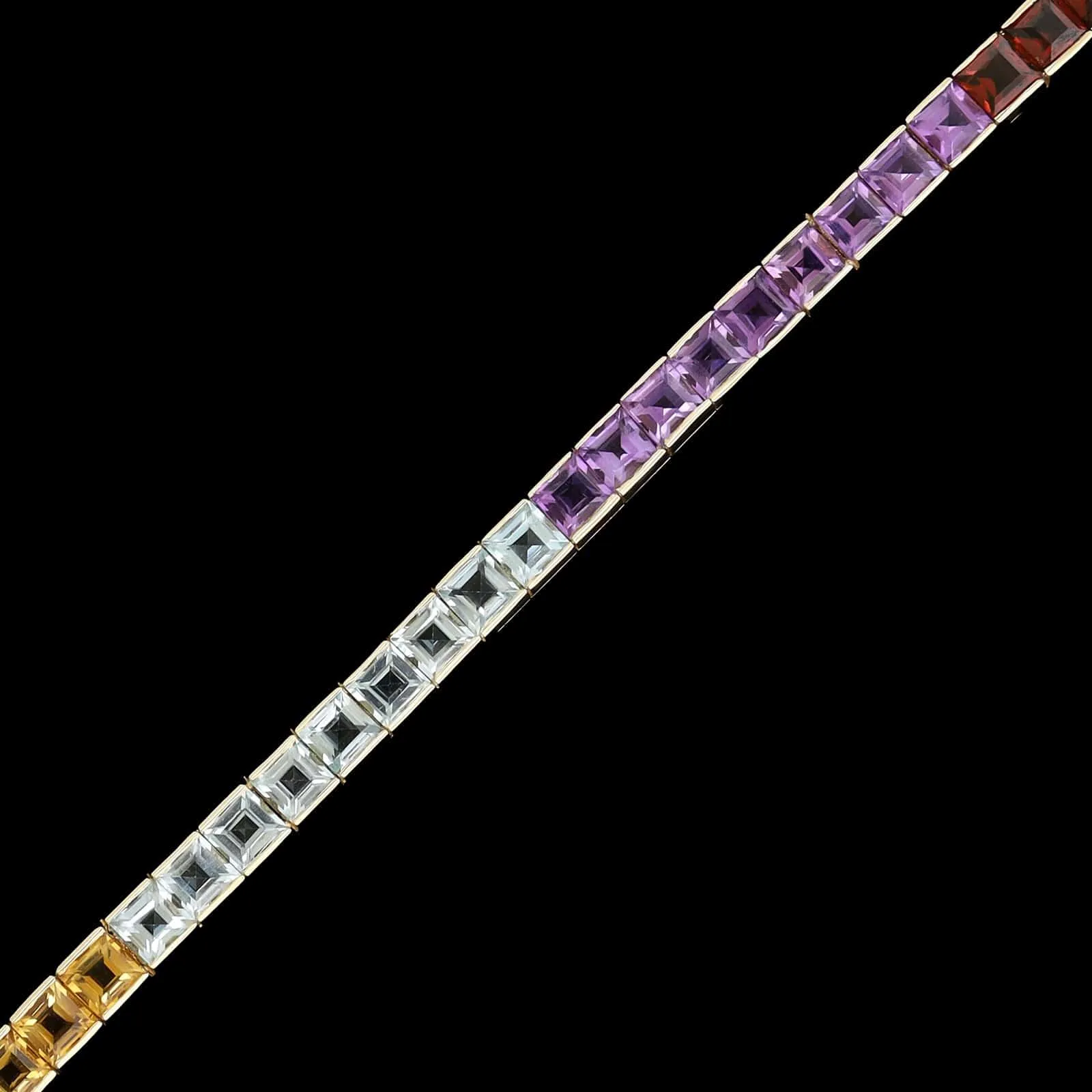 14K Yellow Gold Estate Rainbow Gem-set Bracelet