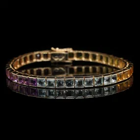 14K Yellow Gold Estate Rainbow Gem-set Bracelet
