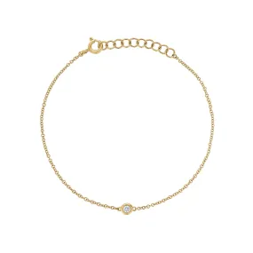 14KT GOLD SMALL DIAMOND SINGLE BEZEL BRACELET