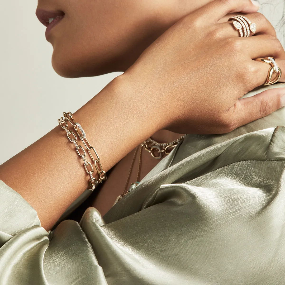 14KT Yellow Gold Diamond Chain Link Bianca Bracelet