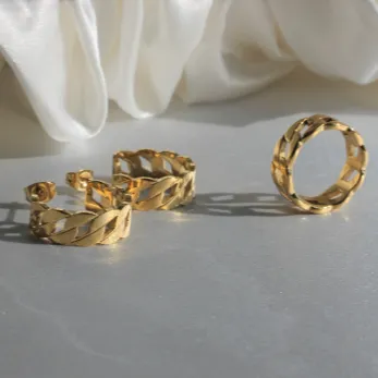 18K Gold-Filled Open Cuban Hoop Earrings
