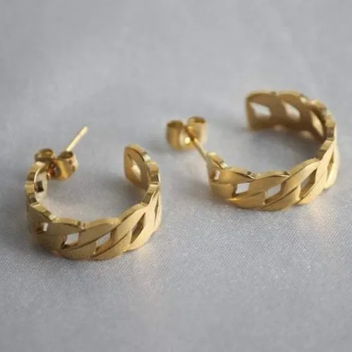 18K Gold-Filled Open Cuban Hoop Earrings