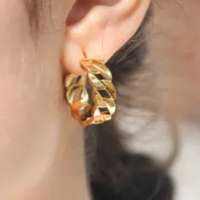 18K Gold-Filled Open Cuban Hoop Earrings