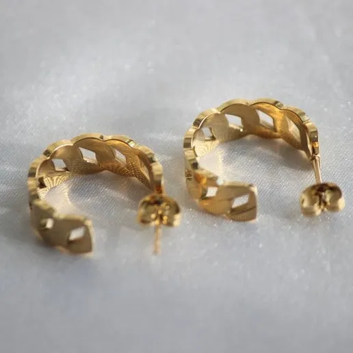 18K Gold-Filled Open Cuban Hoop Earrings