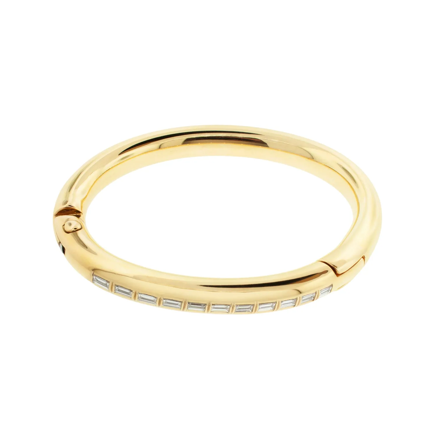 18K Gold Women's Carabiner Bracelet with White Diamonds- 8mm