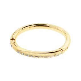 18K Gold Women's Carabiner Bracelet with White Diamonds- 8mm
