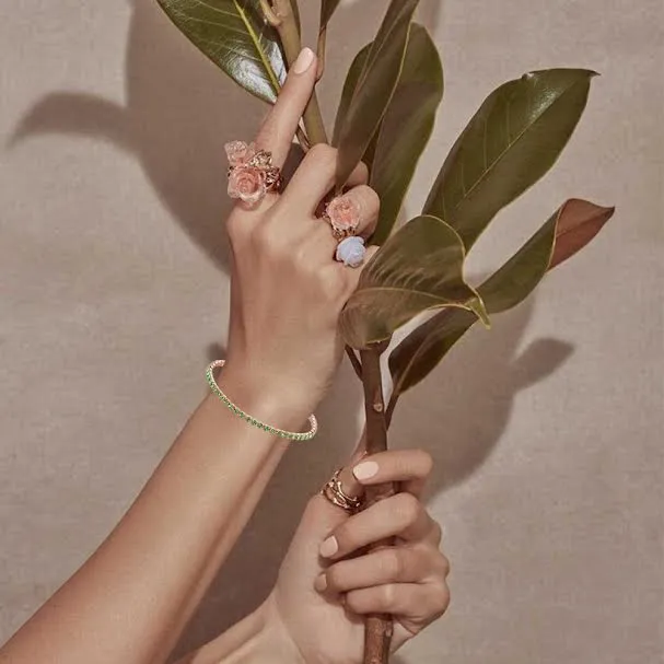 18k Rose Gold 6 Cttw Created Peridot Round Adjustable Tennis Plated Bracelet