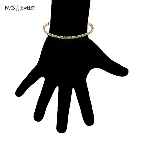 18k Rose Gold 6 Cttw Created Peridot Round Adjustable Tennis Plated Bracelet