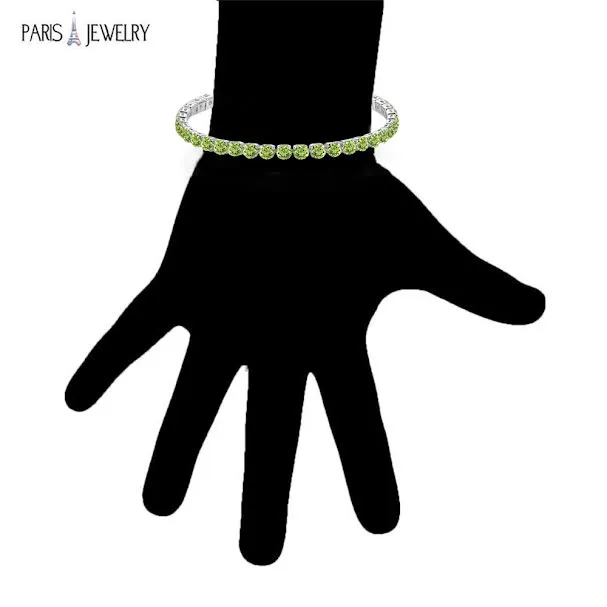 18k White Gold 6 Cttw Created Peridot Round Adjustable Tennis Plated Bracelet