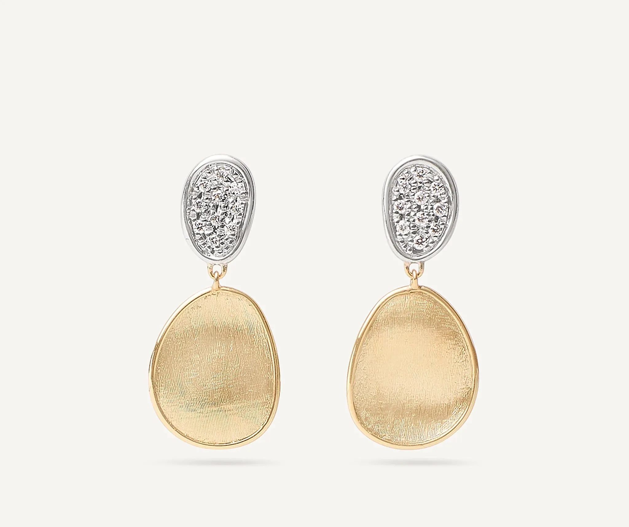 18K YELLOW GOLD DOUBLE DROP EARRINGS WITH DIAMONDS FROM THE LUNARIA COLLECTION