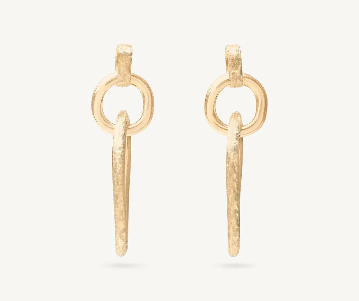 18K YELLOW GOLD POLISHED & ENGRAVED LINK DROP EARRINGS FROM THE JAIPUR LINK COLLECTION