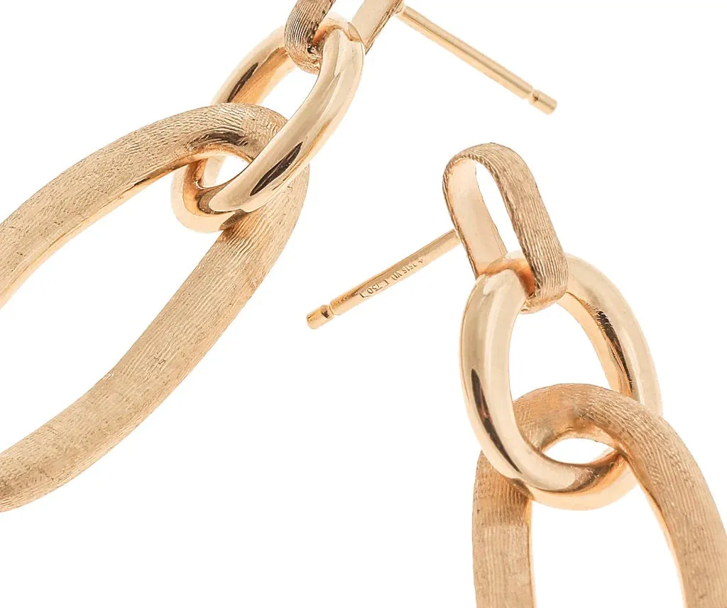 18K YELLOW GOLD POLISHED & ENGRAVED LINK DROP EARRINGS FROM THE JAIPUR LINK COLLECTION