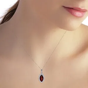 2.15 Carat 14K Solid White Gold Hear Me Garnet Diamond Necklace
