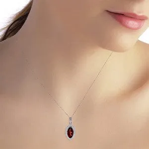 2.15 Carat 14K Solid White Gold Hear Me Garnet Diamond Necklace