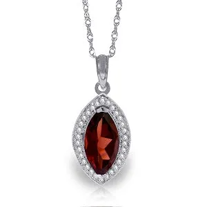 2.15 Carat 14K Solid White Gold Hear Me Garnet Diamond Necklace