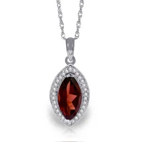 2.15 Carat 14K Solid White Gold Hear Me Garnet Diamond Necklace
