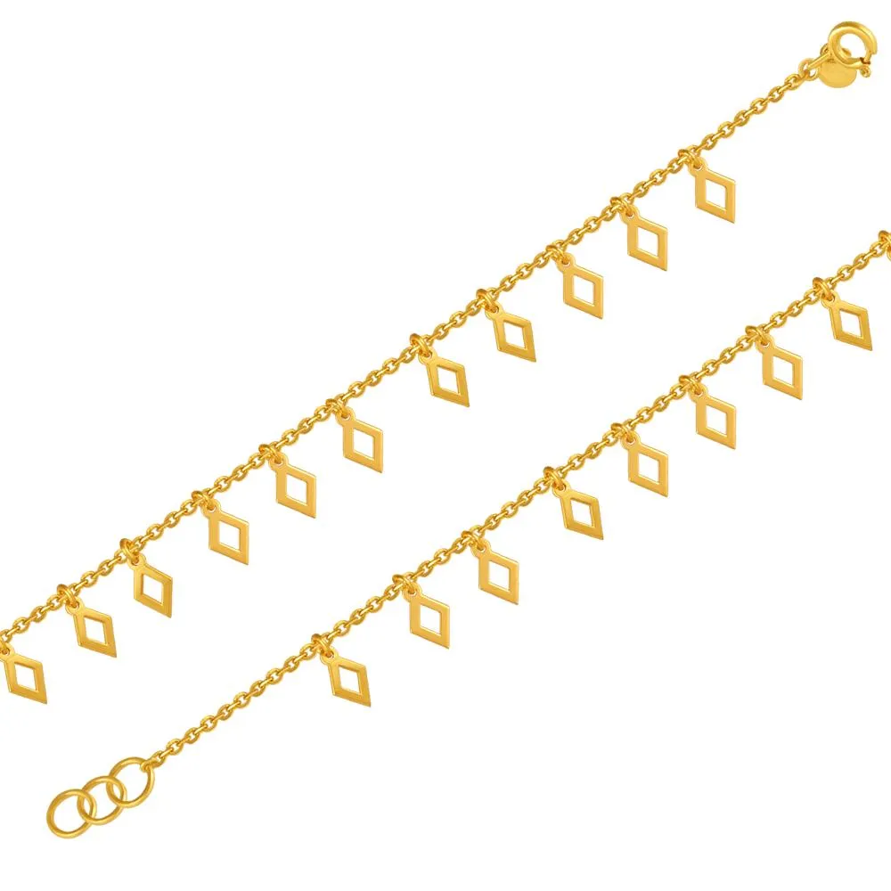 22k Gold Bracelet With A String Of Diamond Frame Motifs