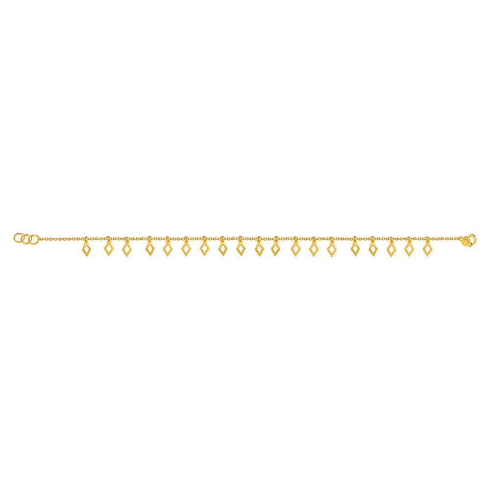 22k Gold Bracelet With A String Of Diamond Frame Motifs