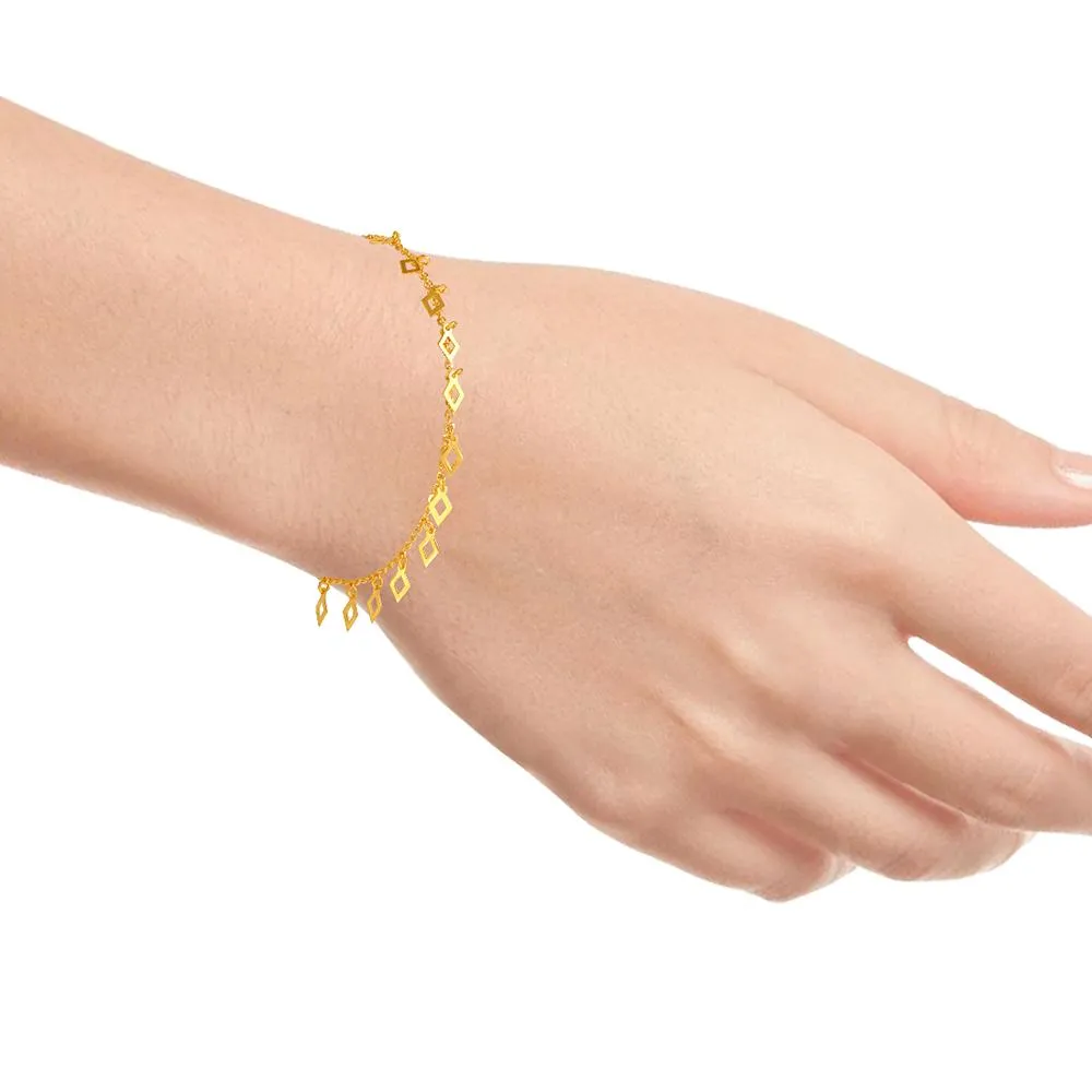22k Gold Bracelet With A String Of Diamond Frame Motifs