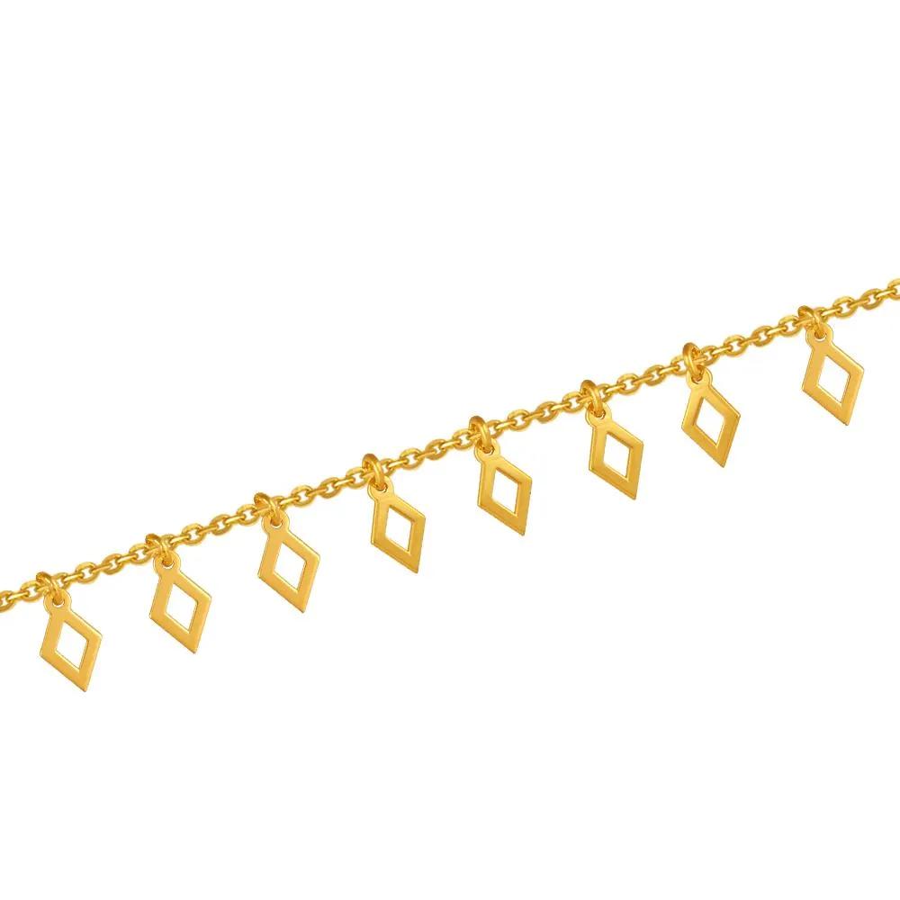 22k Gold Bracelet With A String Of Diamond Frame Motifs